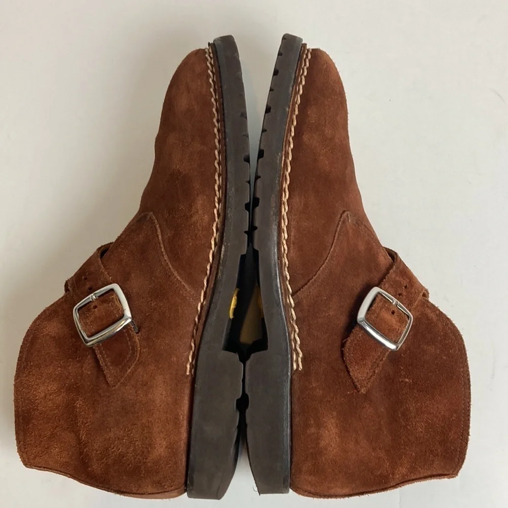 BONTONI Visionario Brown Suede Monk Boot 9.5 Italian Designer Old Money Luxury